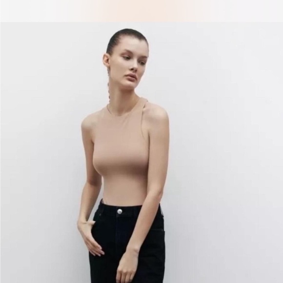 Zara Women's Tan Sleeveless Bodysuit Size Large - Picture 4 of 12